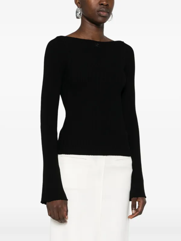 Courrèges boat-neck ribbed-knit Top | Black | FARFETCH