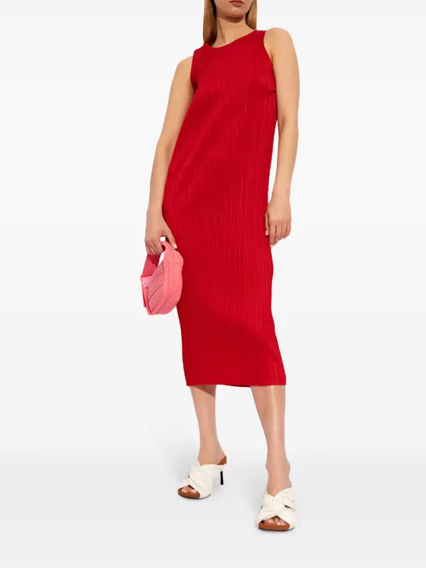 Pleats Please Issey Miyake ノースリーブ プリーツドレス | レッド