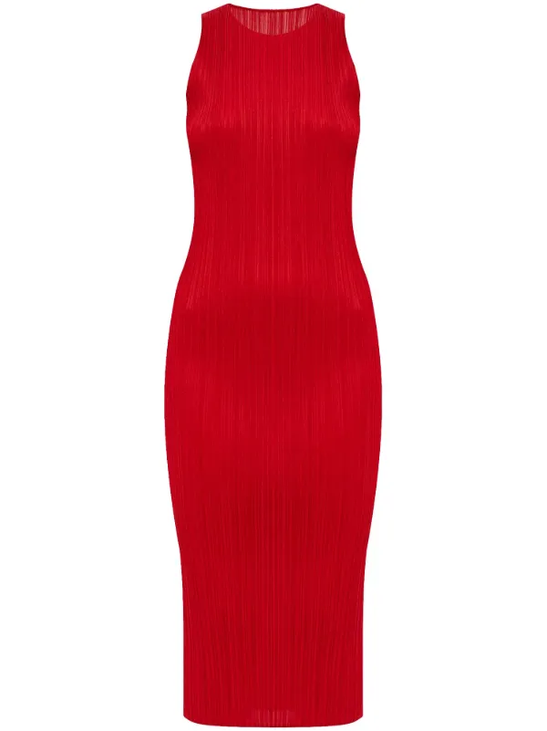 Pleats Please Issey Miyake ノースリーブ プリーツドレス | レッド