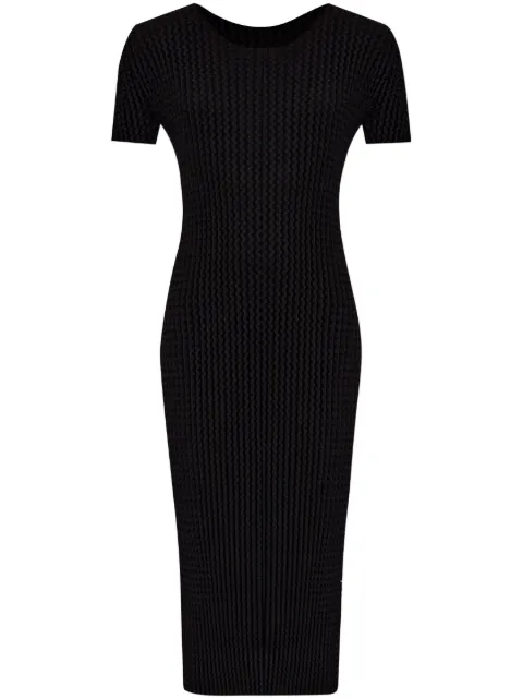 Issey Miyake seersucker short-sleeve midi dress
