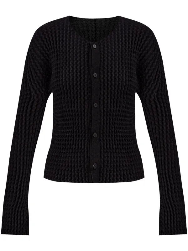 イッセイミヤケ！ 黒のプリーツカーディガン Issey Miyake プリーツ カーディガン | ブラック | FARFETCH JP