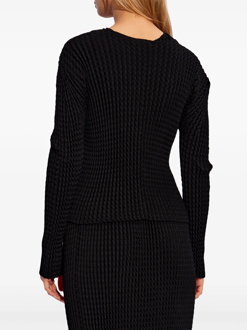 Shop Issey Miyake Pleated Cardigan In Black