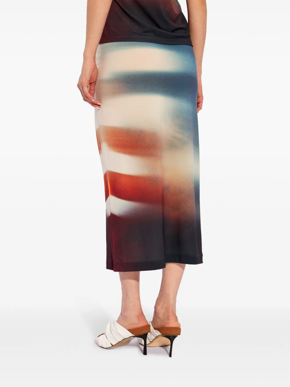 Issey Miyake Kokerrok met abstracte print Blauw