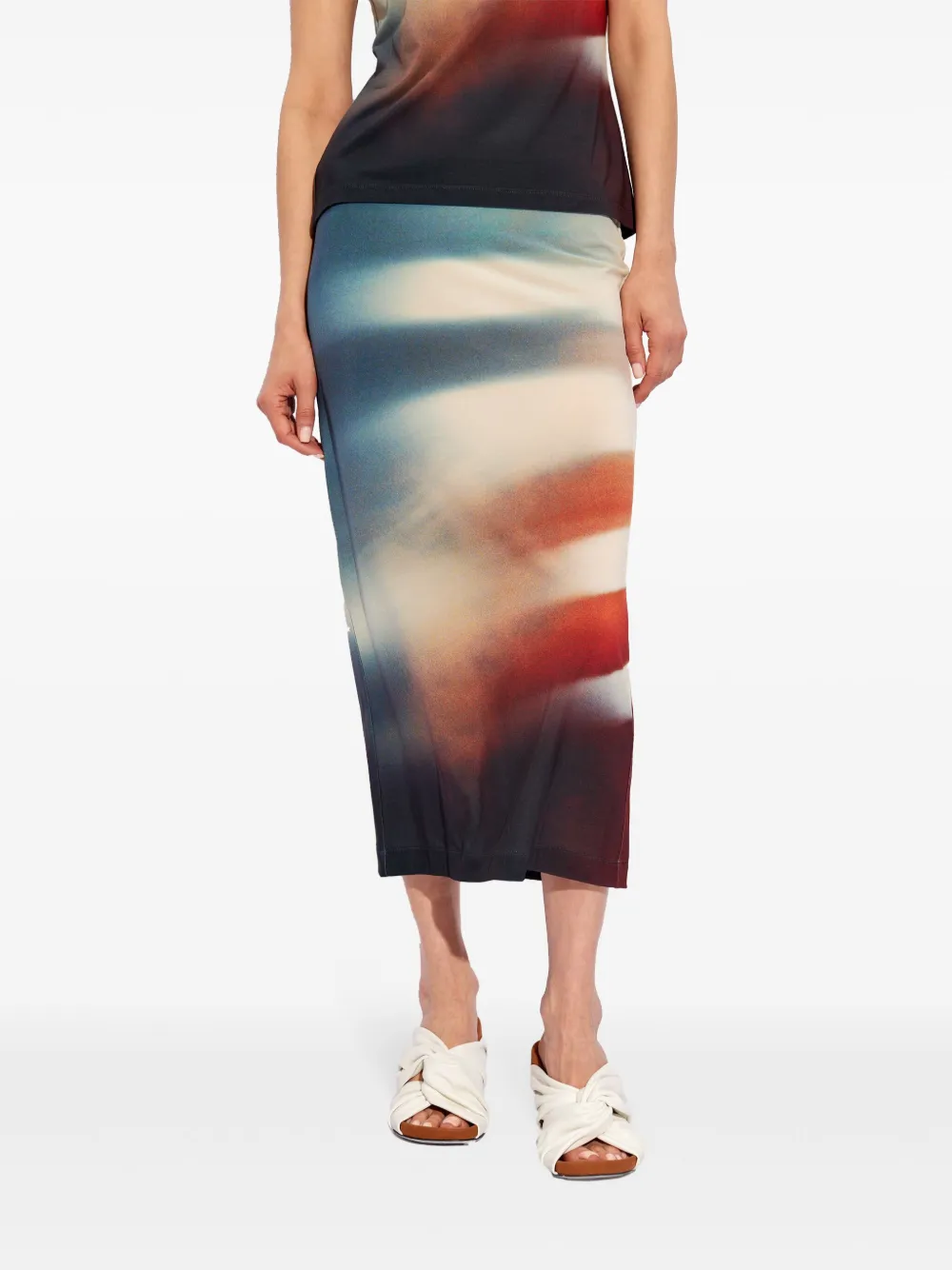 Issey Miyake Kokerrok met abstracte print Blauw