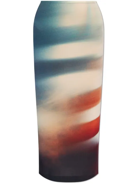 Issey Miyake abstract-print pencil skirt