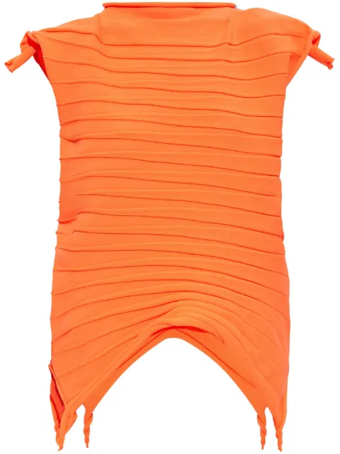 Pleats Please Issey Miyake top asimétrico con rayas estampadas