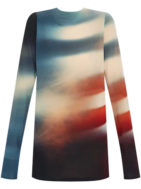 Issey Miyake abstract-print long-sleeve dress
