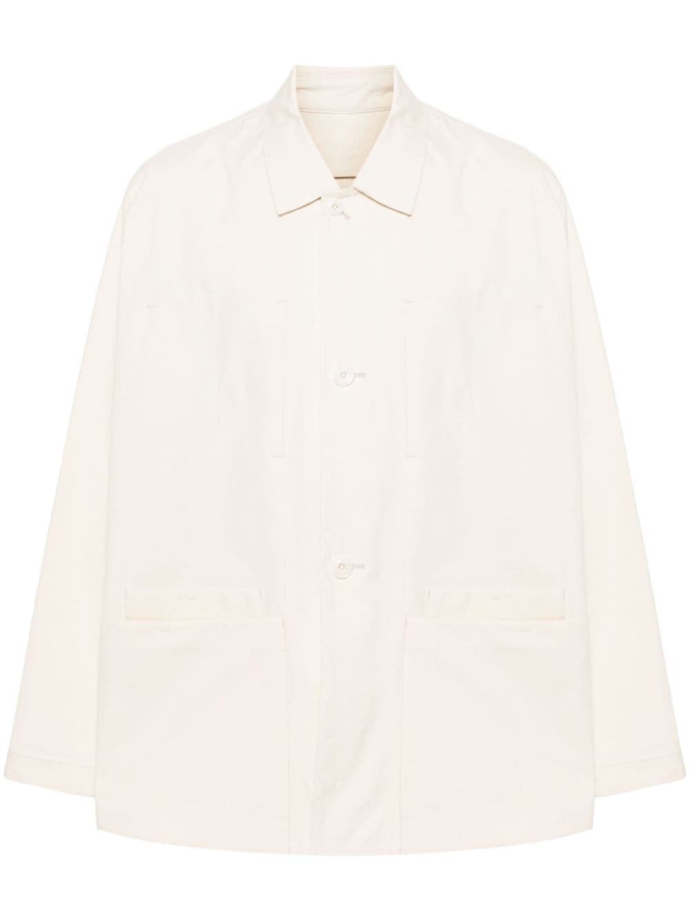 Shop Lemaire Cotton Shirt Jacket In Neutrals