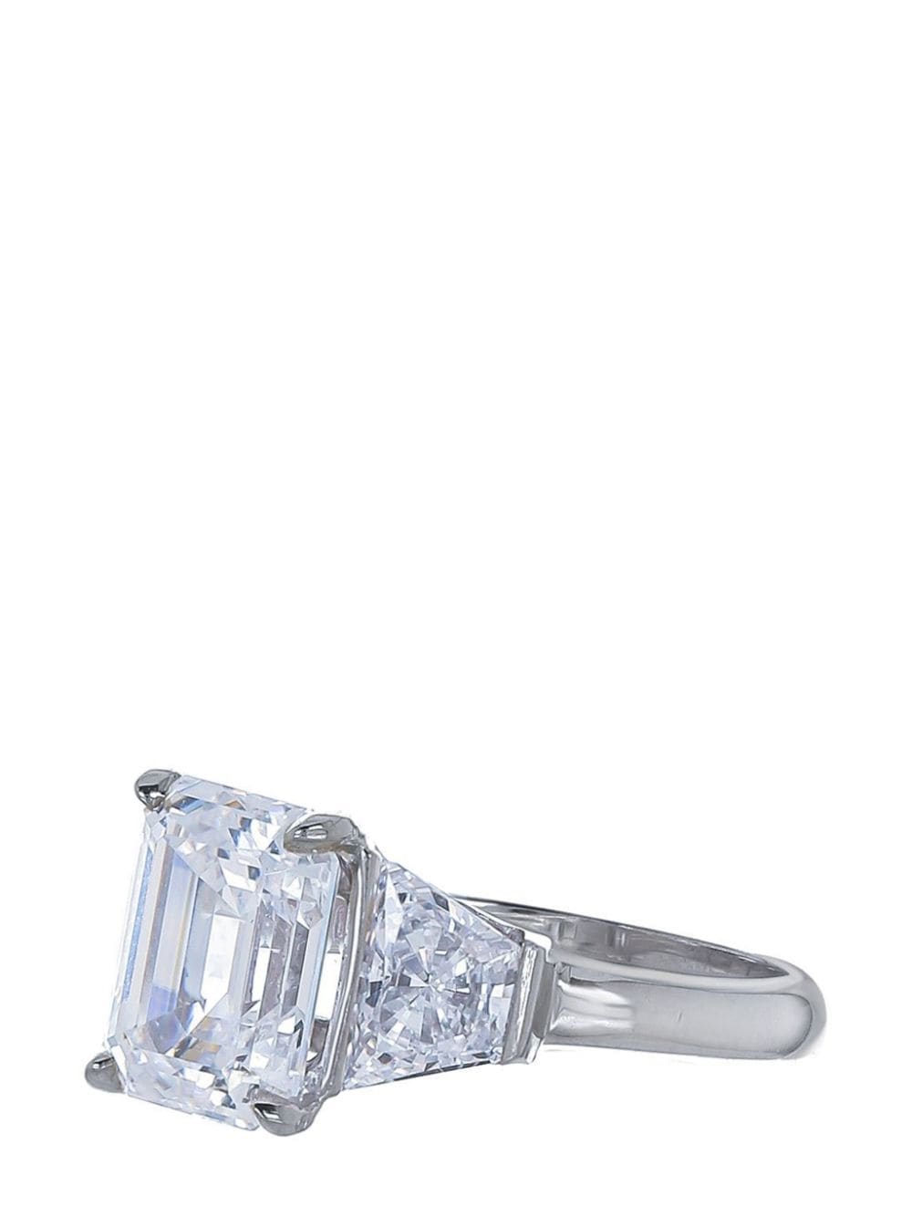 Shop Fantasia By Deserio 14kt White Gold Emerald-cut Ring In Silver