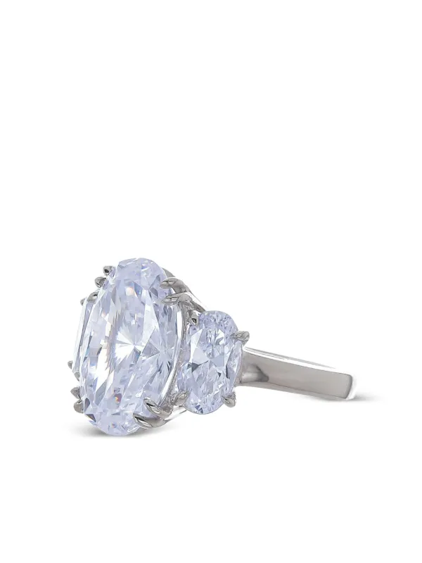 Fantasia By Deserio 14kt White Gold Triple Oval Ring Silver