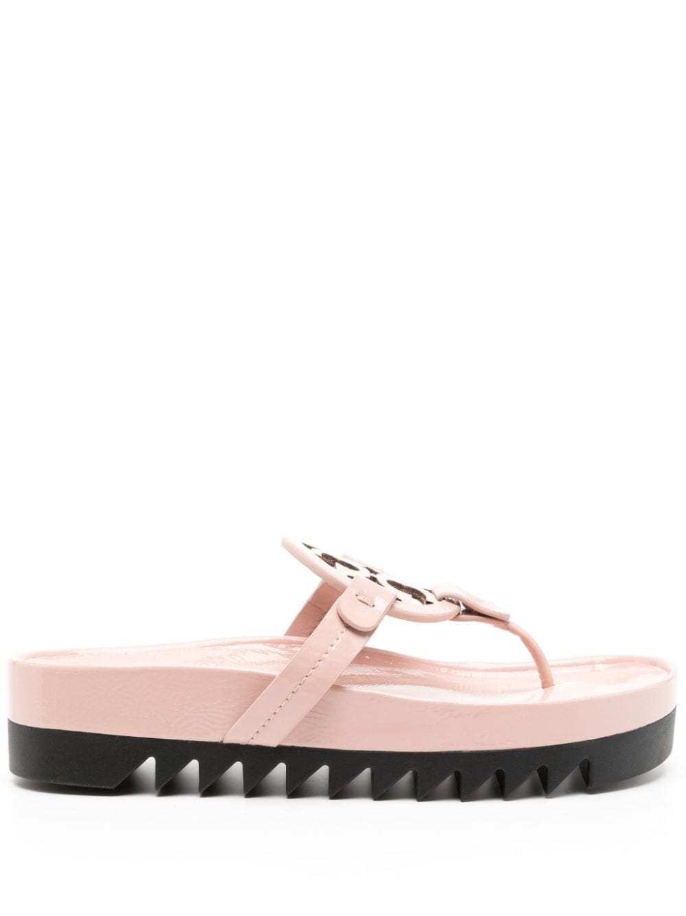 Tory Burch Appliqué-logo Leather Flip-flops In Pink