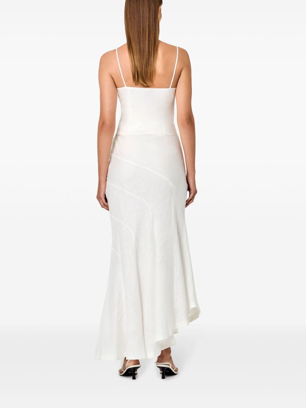 Shop Nicholas Sapphira Linen Asymmetric Skirt In White