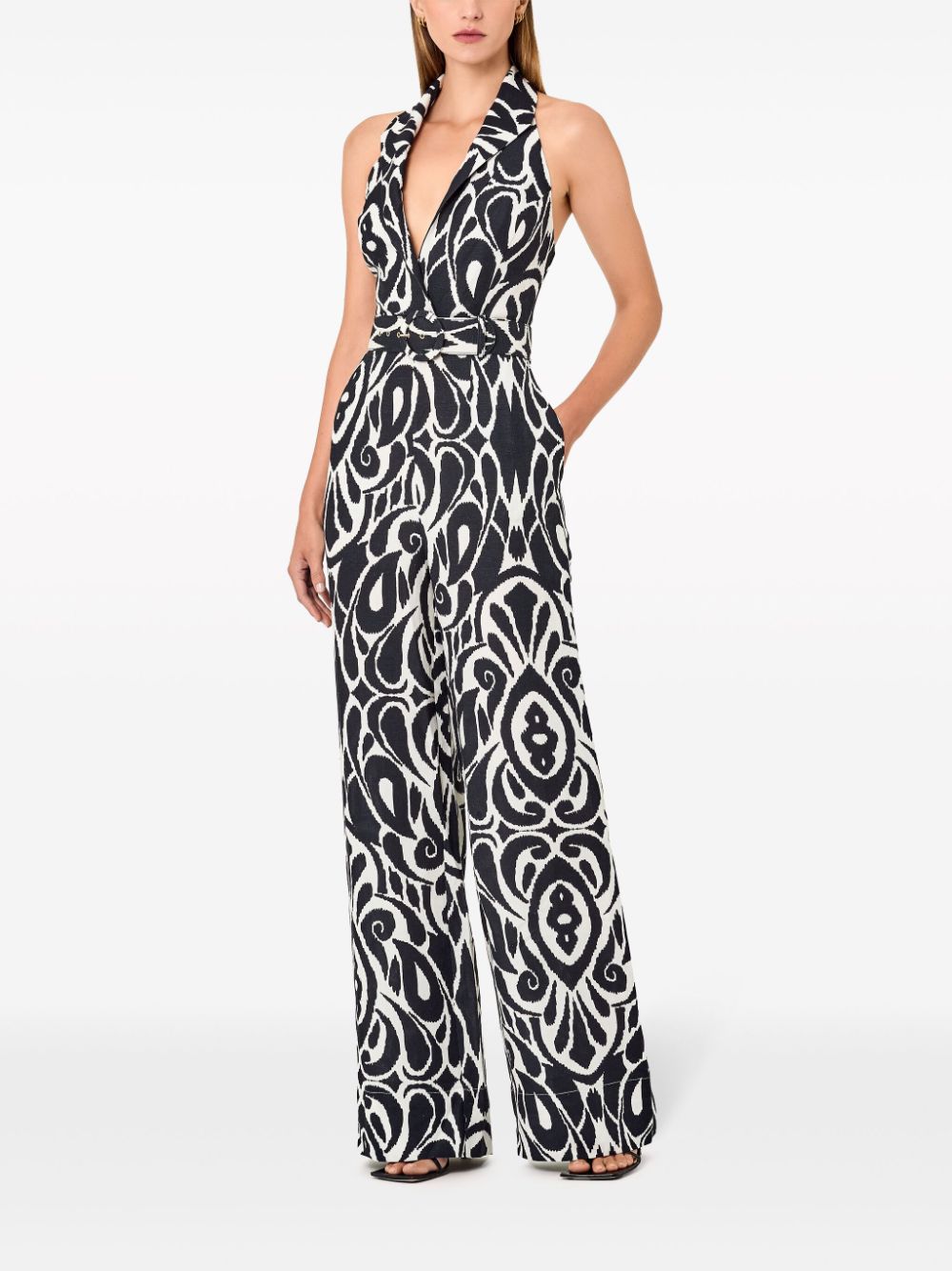 Shop Nicholas Stephania Inez-print Jumpsuit In Black