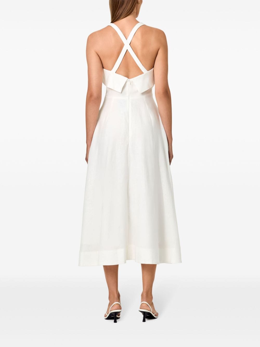 Shop Nicholas Carmellia Linen Dress In Weiss