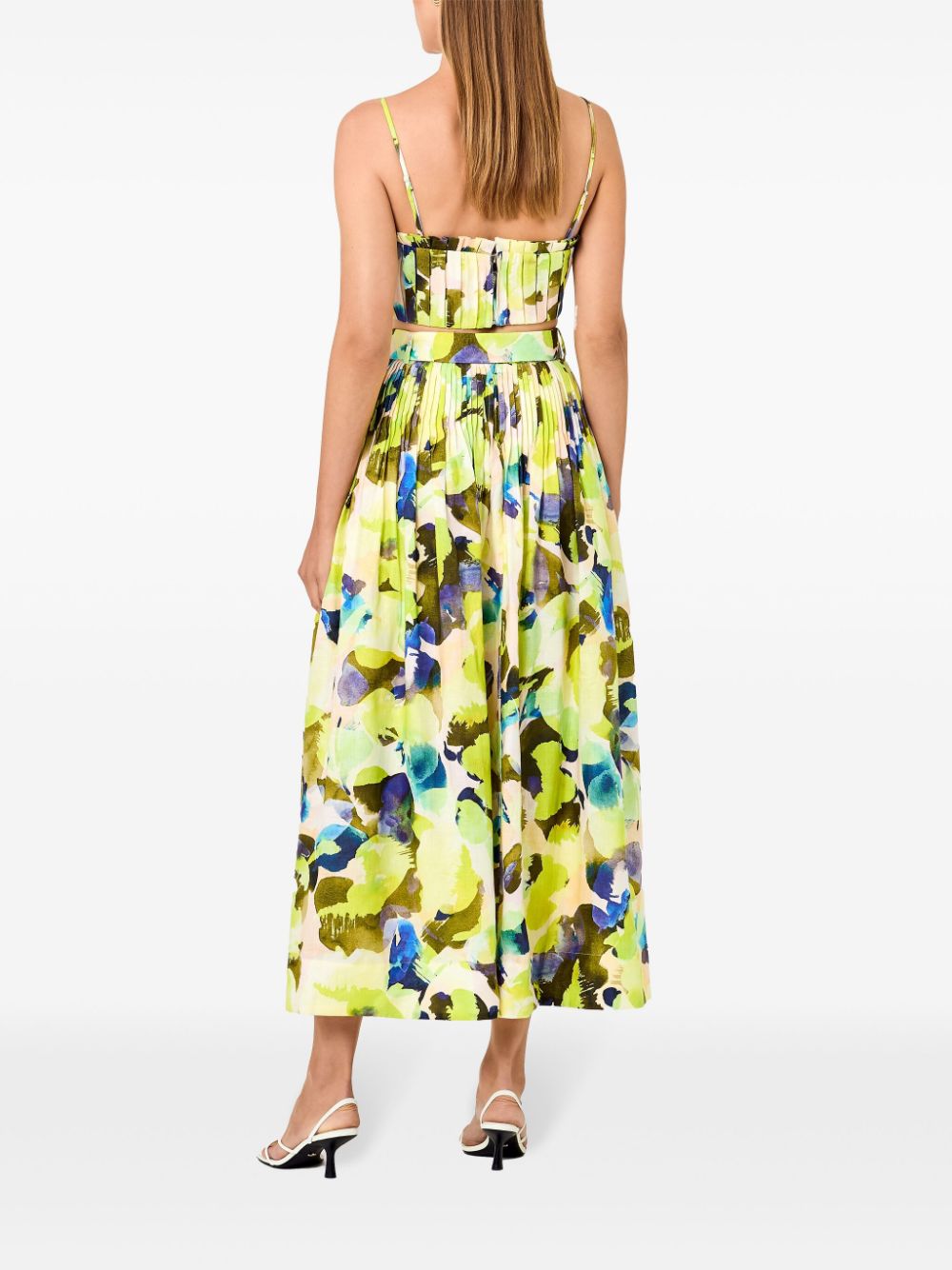 Shop Nicholas Amabelle Abstract-pattern Print Skirt In Yellow