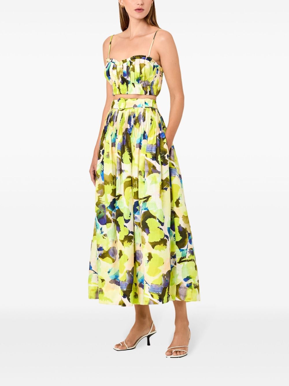 Shop Nicholas Amabelle Abstract-pattern Print Skirt In Yellow