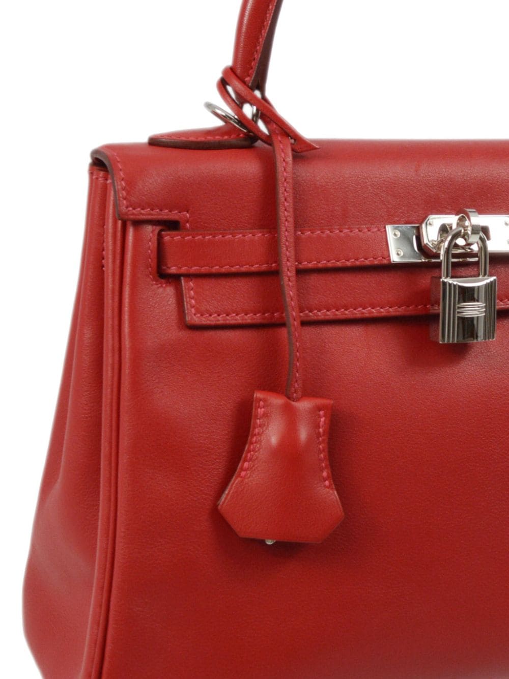 Pre-owned Hermes 2008 Kelly 25 Retourne Two-way Handbag In Red