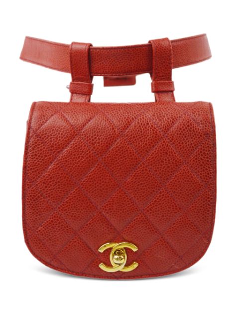 HOT SALE CHANEL 1990 CC turn-lock diamond-quilted belt bag Women