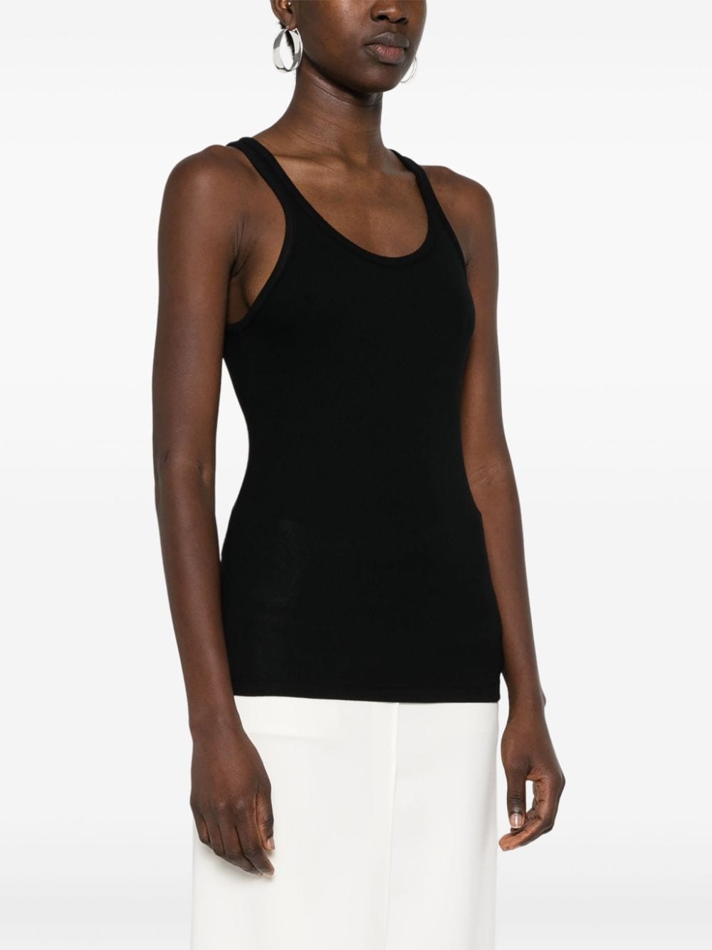 Shop Agolde Sleeveless Ribbed-knit Top In Black