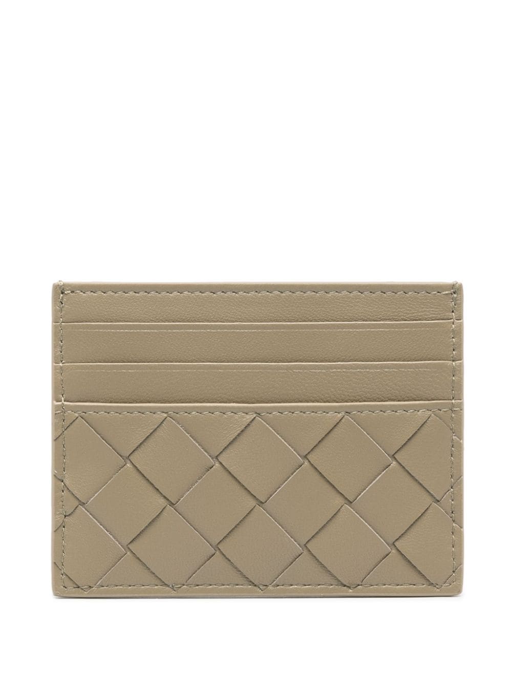 Bottega Veneta Intrecciato Leather Card Holder In Neutrals