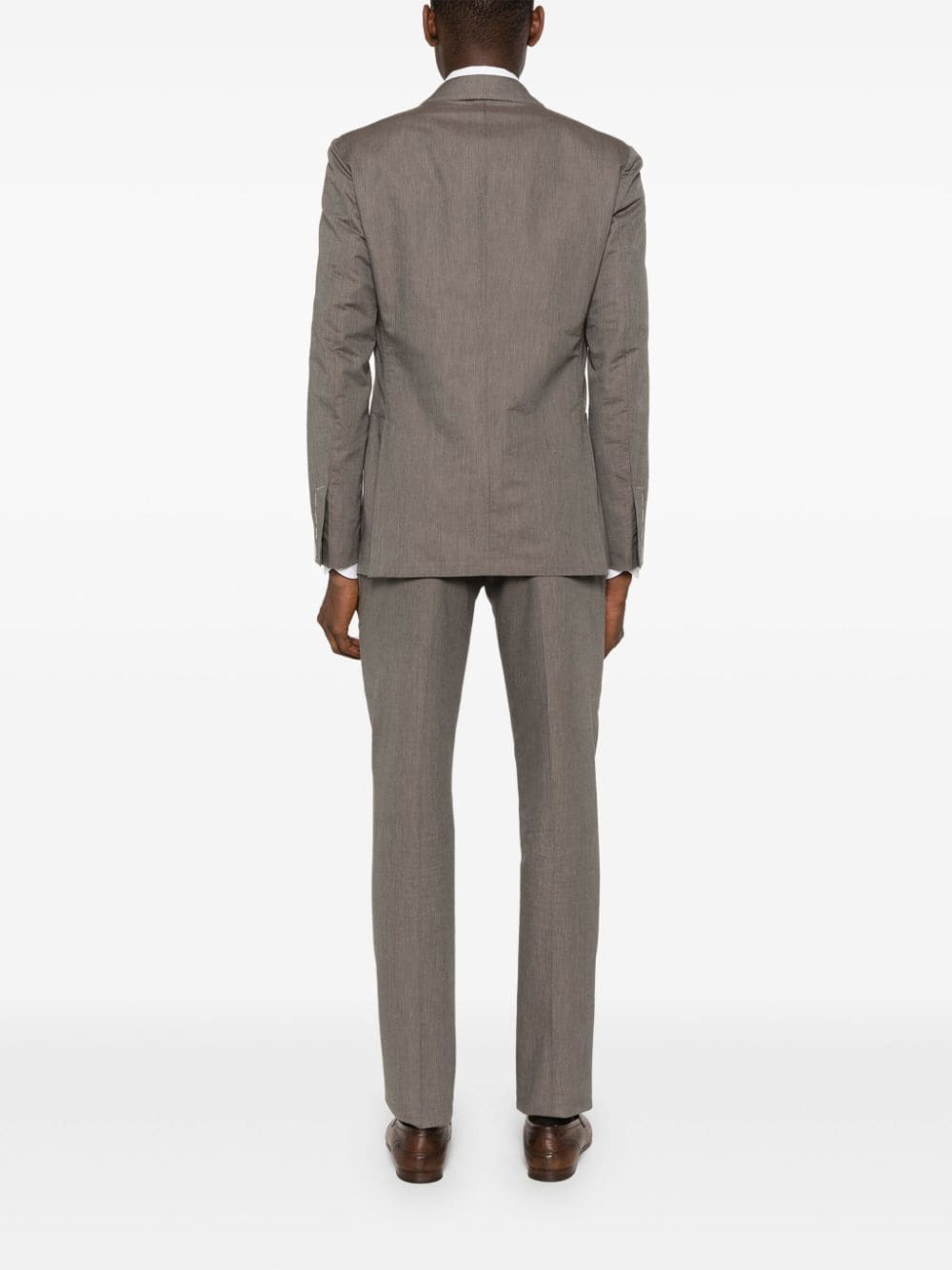 Shop Lardini Double-breasted Suit In Brown