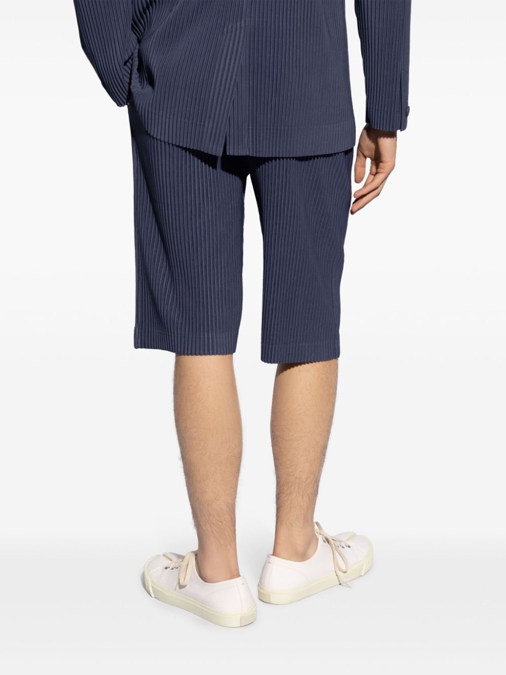 Shop Issey Miyake Plissé Tailored Shorts In Blue