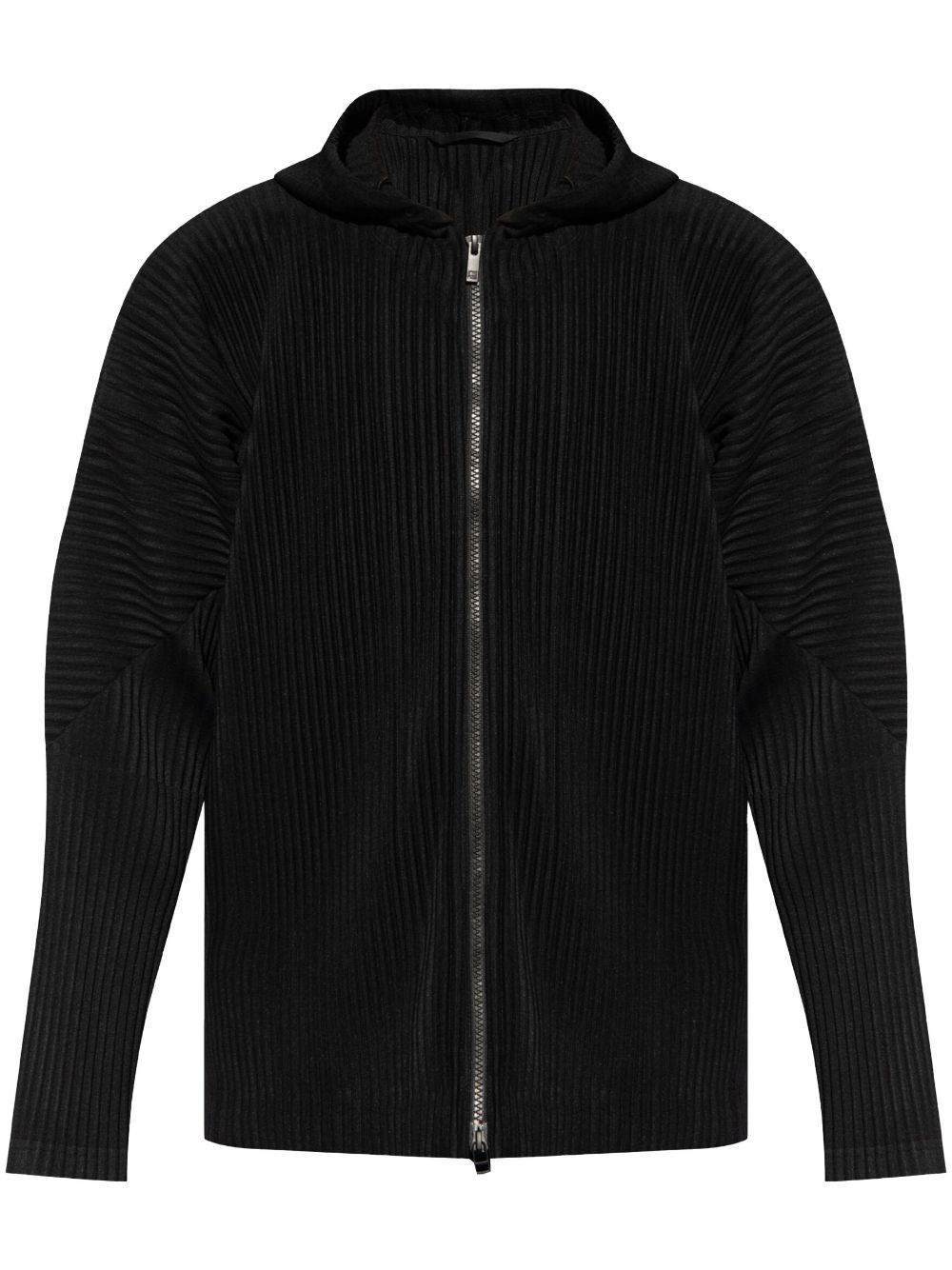 Homme Plissé Issey Miyake pleated zip-up hoodie Zwart