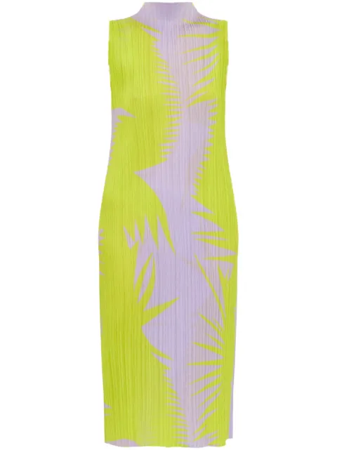 Pleats Please Issey Miyake abstract-print plissé midi dress