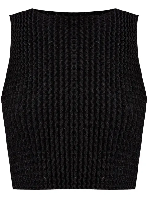 Issey Miyake seersucker sleeveless crop top