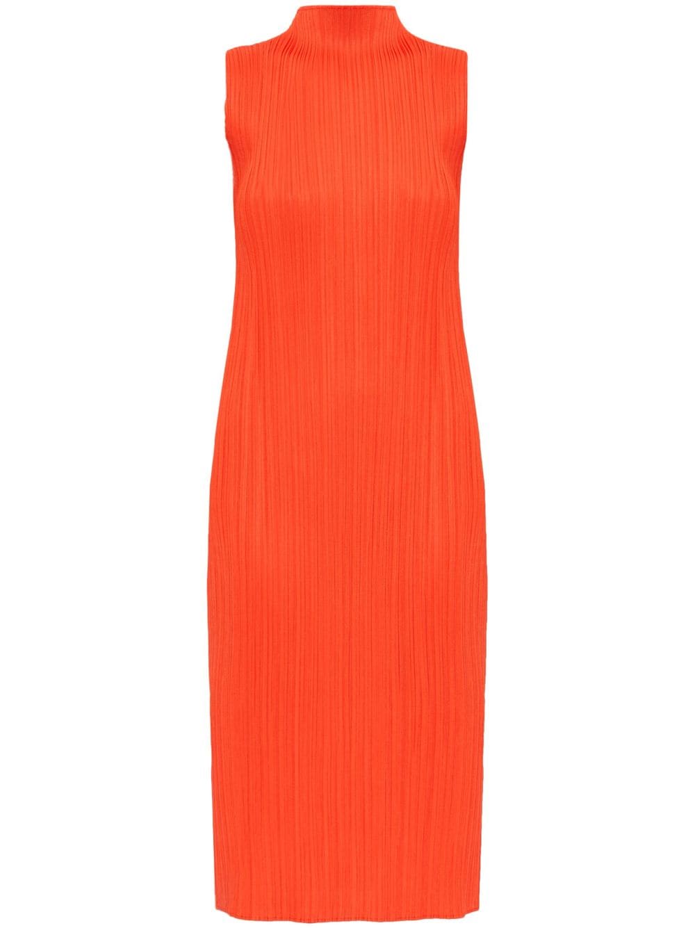 Shop Issey Miyake Monthly Colors: April Pleated Midi Dress In Orange