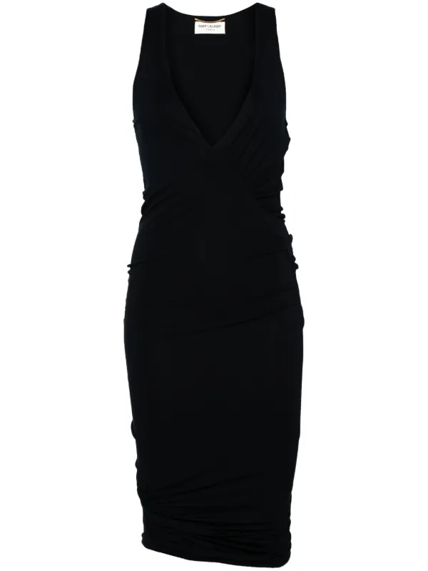 VIP【送料関税込】SAINT LAURENT V-NECKED SLEELVESS DRESS Saint Laurent V-Neck Dress in Silk Satin | Saks Fifth Avenue