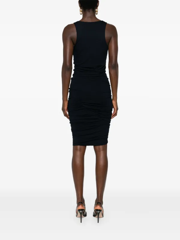 Saint Laurent Ruched V-neck Mini Dress | Blue | FARFETCH