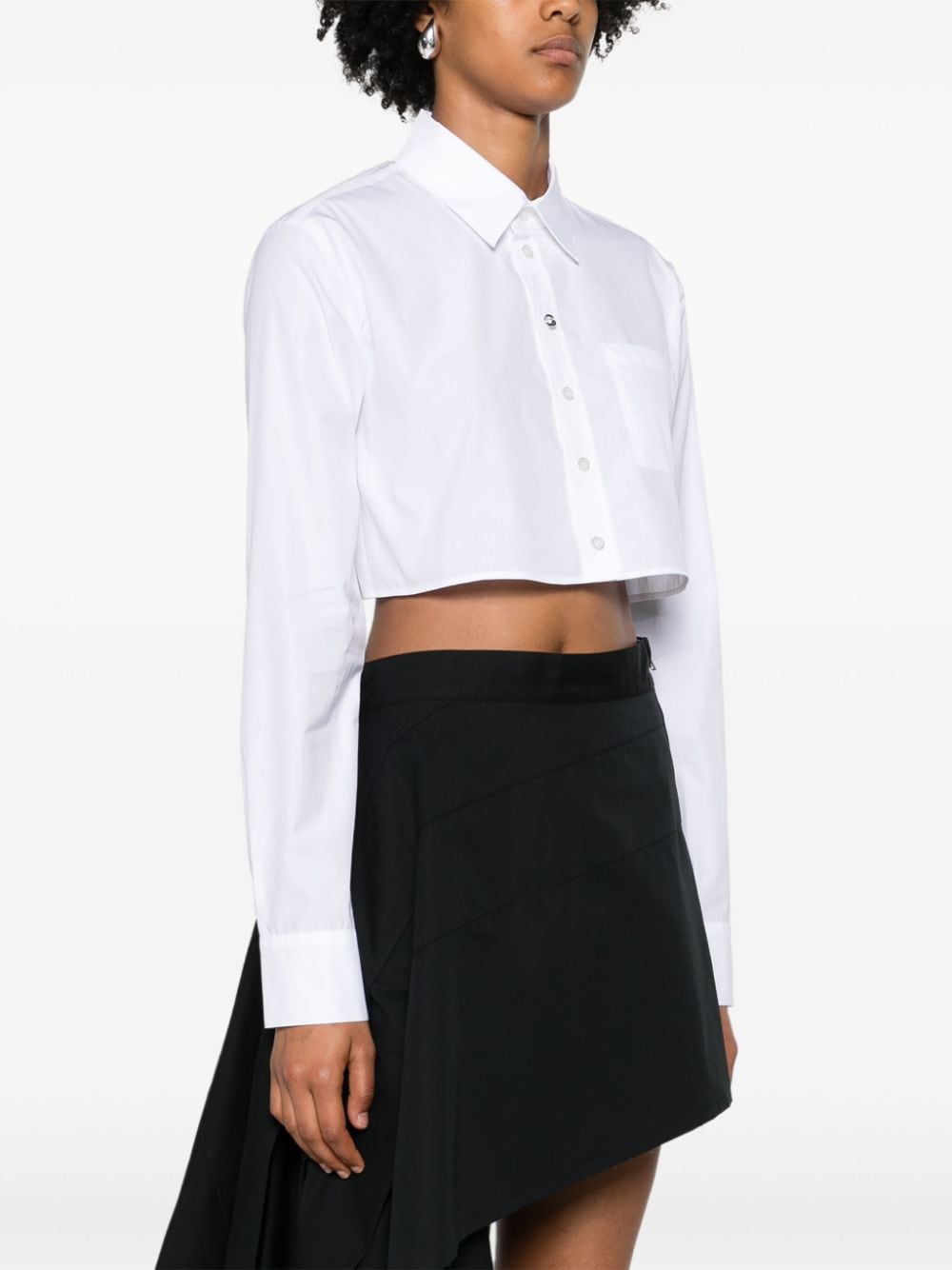 Shop Coperni Cropped Cotton Shirt In White