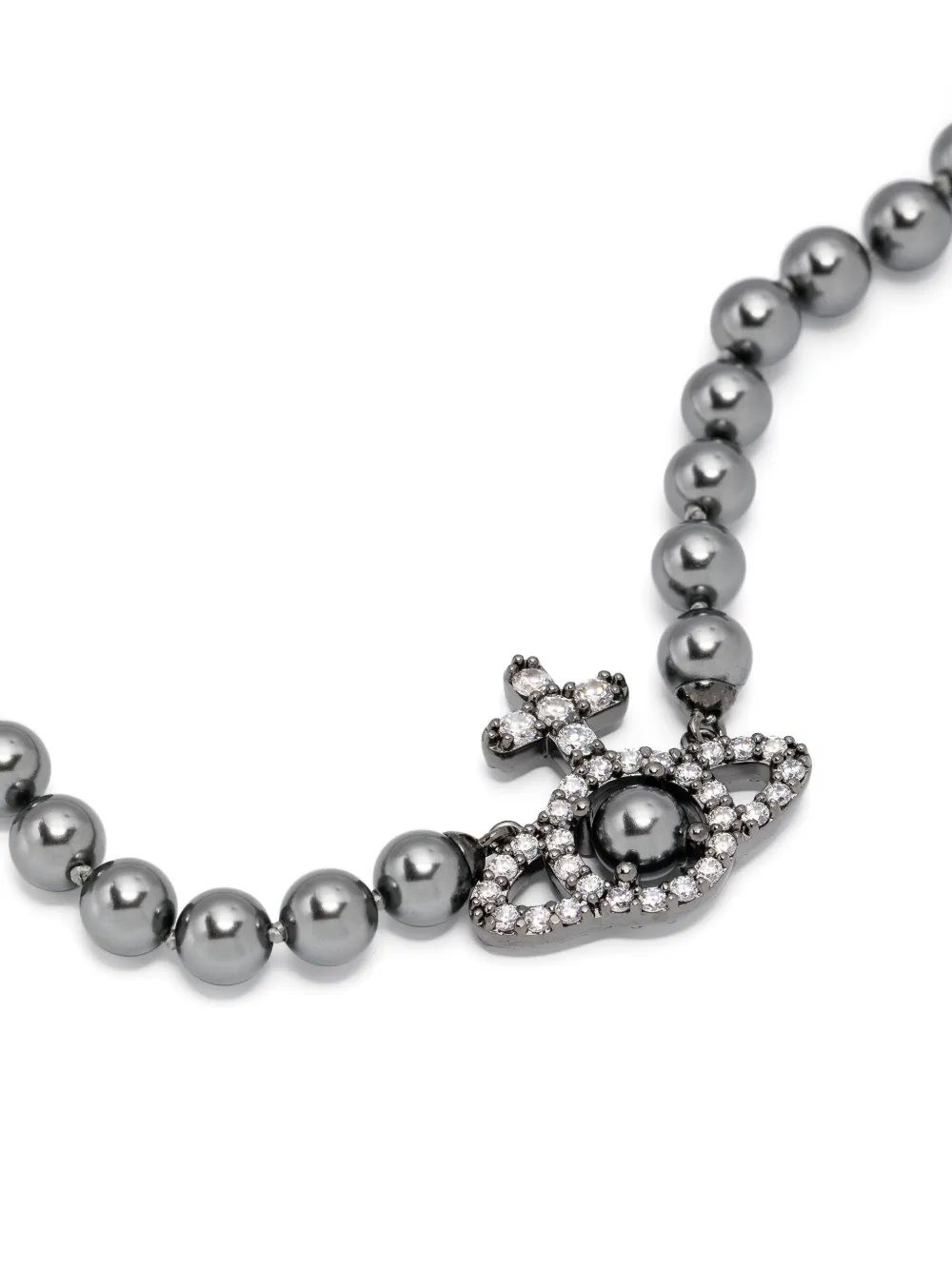 Vivienne Westwood Olympia Orb-charm Pearl Necklace In Grey