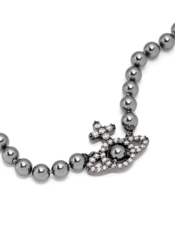 Vivienne Westwood Olympia Orb-charm Pearl Necklace | Grey