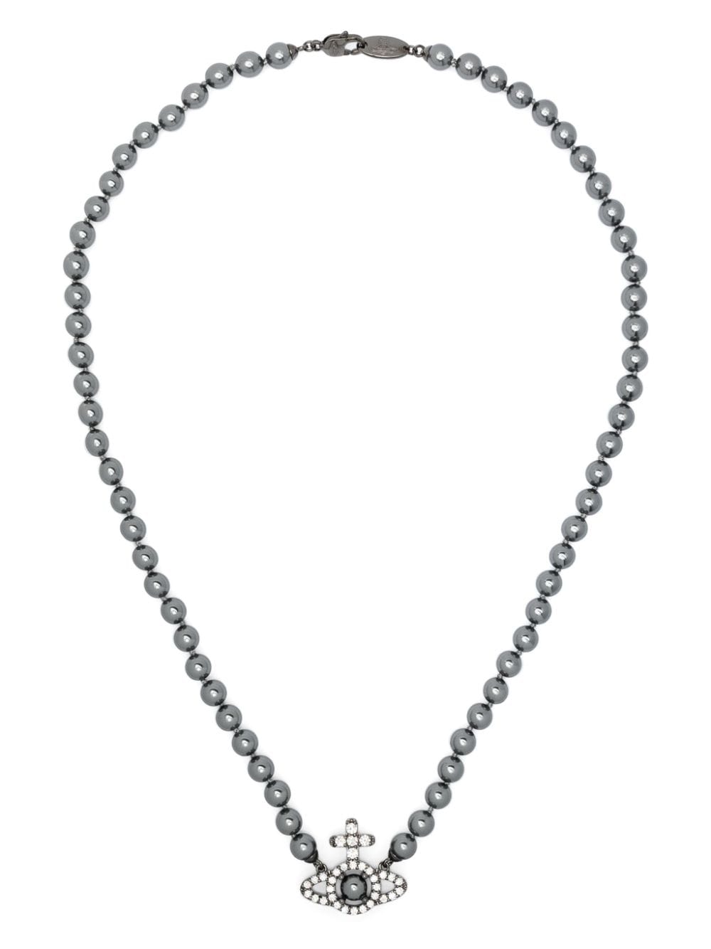 Vivienne Westwood Olympia Orb-charm Pearl Necklace In Gray