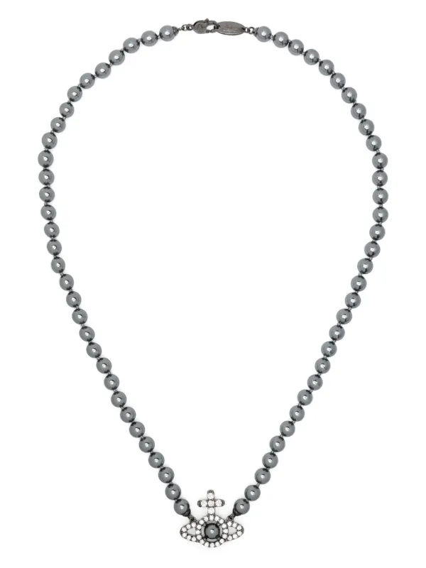 ★Vivienne Westwood★ Olympia Pearl Necklace Platinum White VIVIENNE WESTWOOD Olympia Platinum-Plated Brass & Pearl
