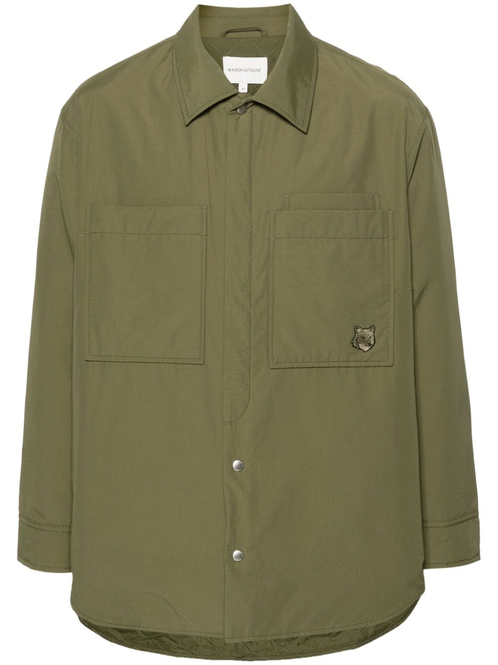 Maison Kitsuné Fox-motif Padded Shirt Jacket In Green