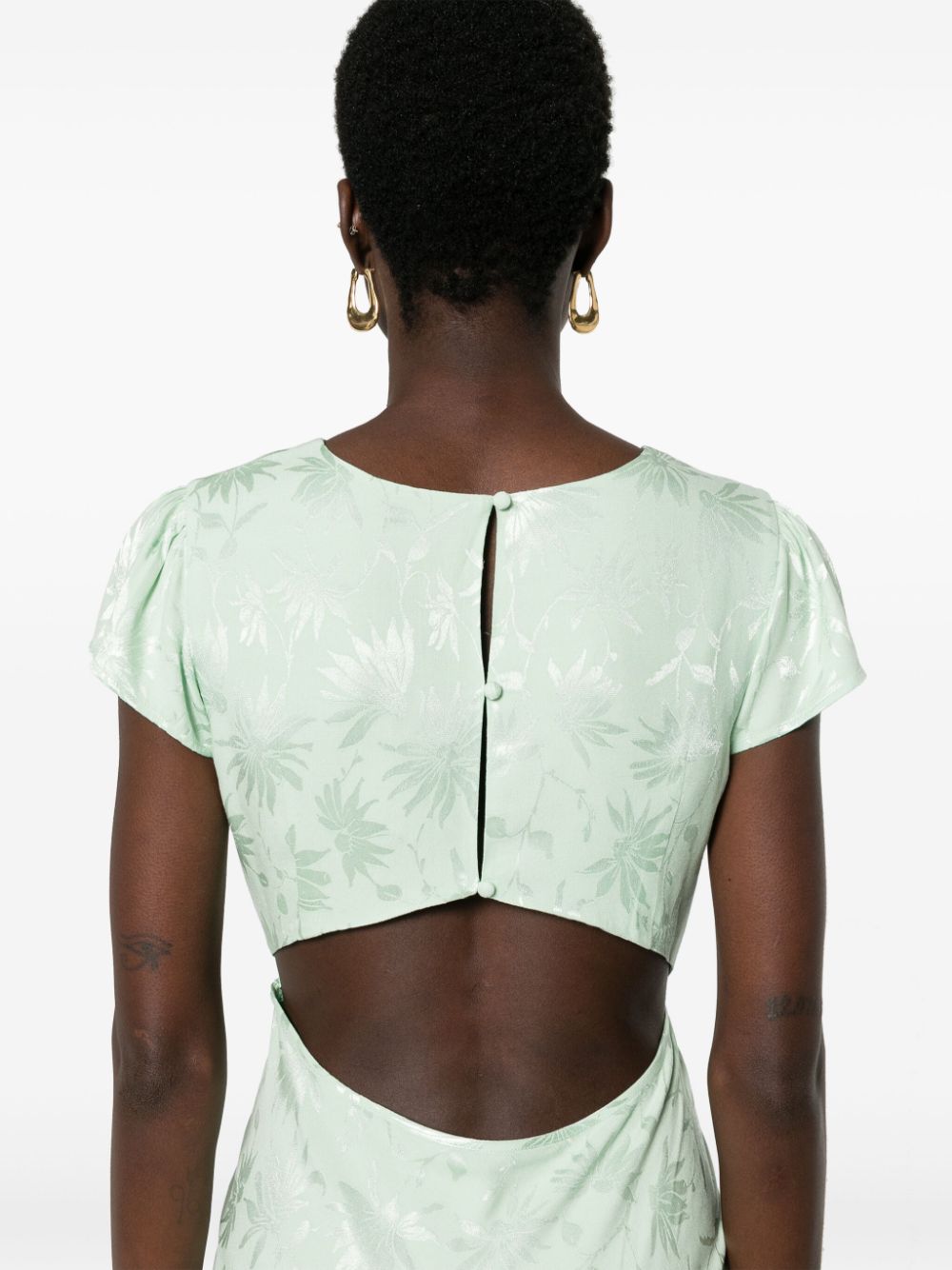 Shop Rixo London Tallulah Patterned-jacquard Dress In Green