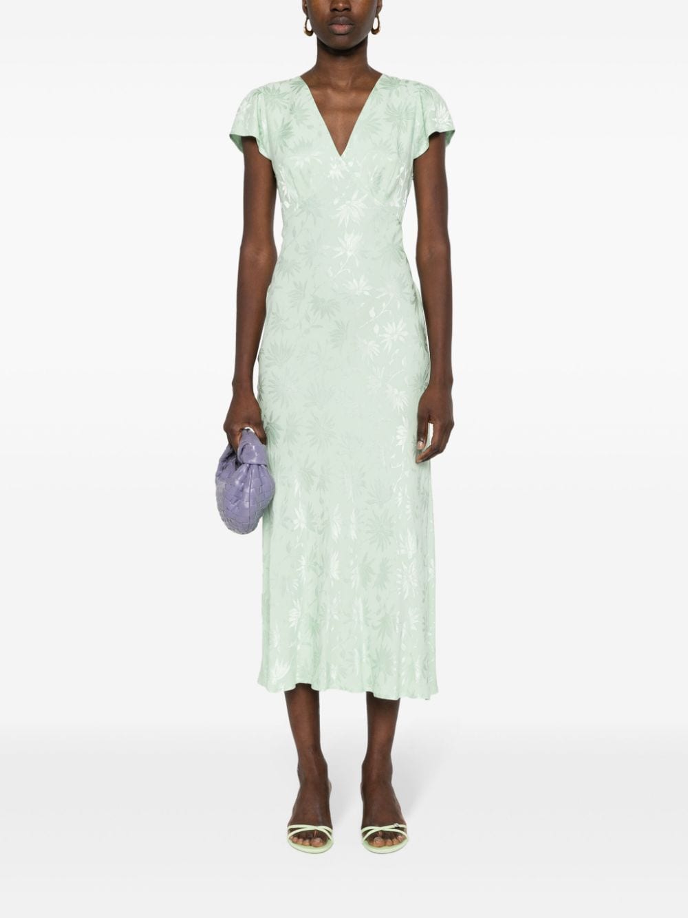 Shop Rixo London Tallulah Patterned-jacquard Dress In Green