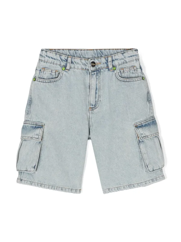 Barrow Kids Denim Cargo Shorts Blue FARFETCH ID