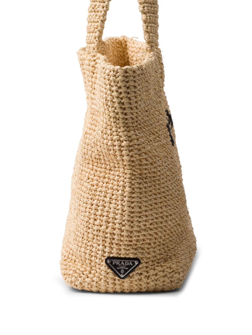 Shop Prada Small Crochet Tote Bag In Neutrals