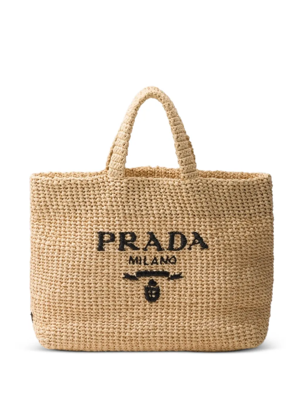 Prada Gehaakte shopper met geborduurd logo Beige