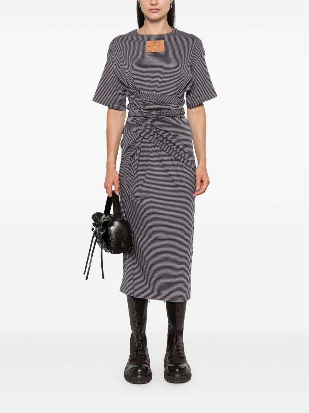 ACT Nº1 Gestreepte maxi-blousejurk - Blauw