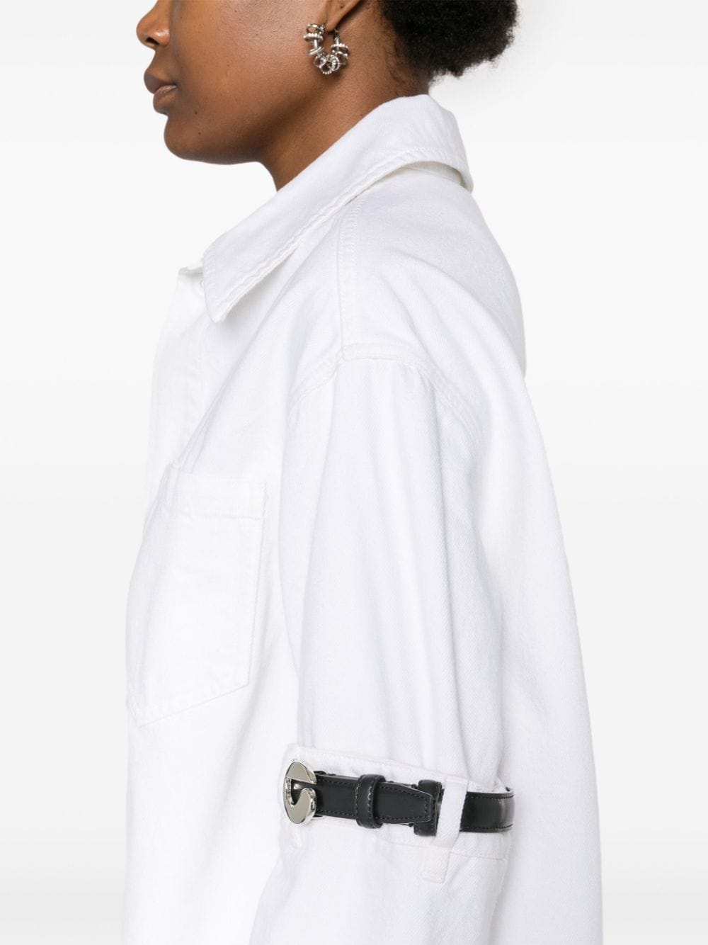 Shop Coperni Hybrid Denim Shirt In White