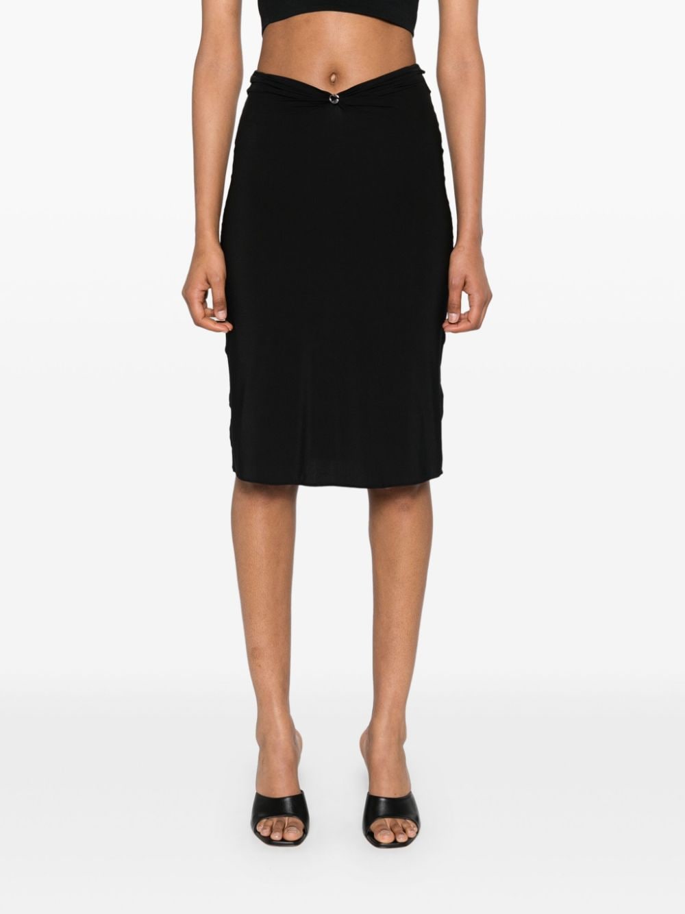 Shop Coperni Triangle-hardware Midi Skirt In Black