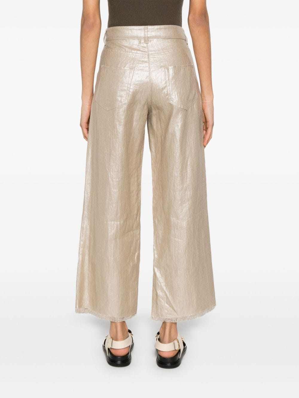 Shop 's Max Mara Bouquet Linen Straight-leg Trousers In Gold