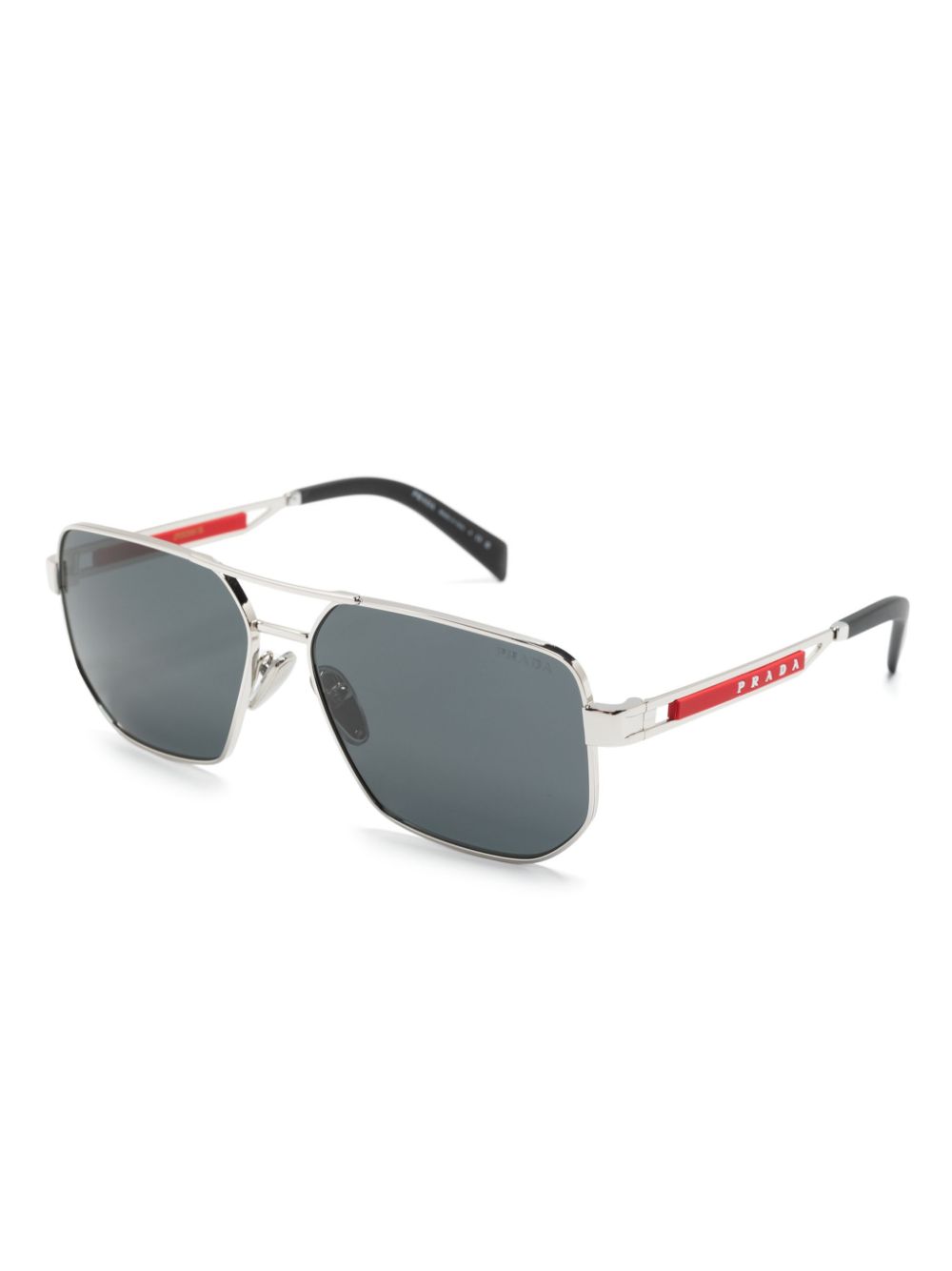 Shop Prada Pilot-frame Sunglasses In Silver