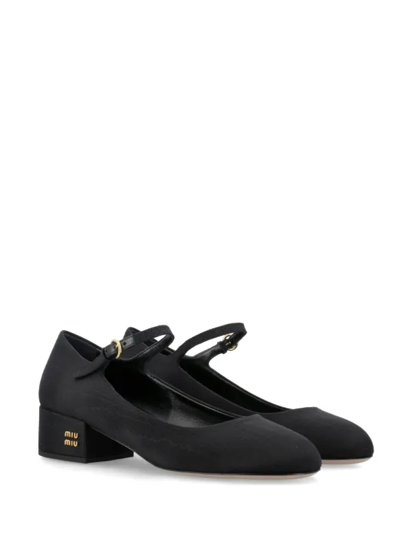 Miu Miu 35mm Moiré Mary Janes Shoes | Black | FARFETCH