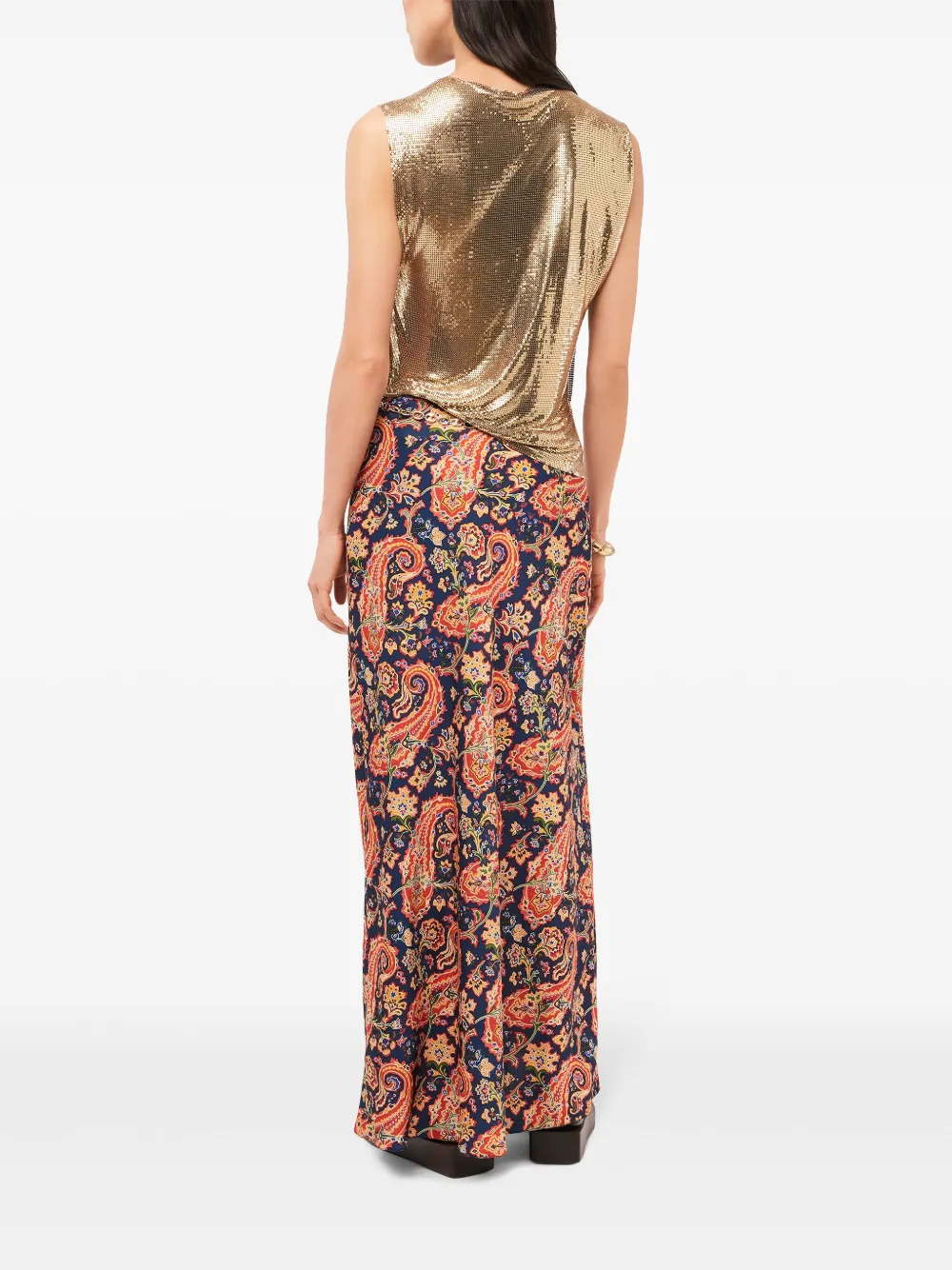 Shop Rabanne Paisley-print Maxi Skirt In Blue